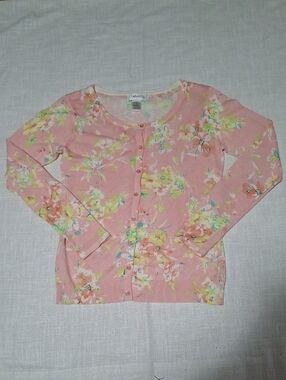 Chadwicks Pastel Pink Floral Cardigan Size M